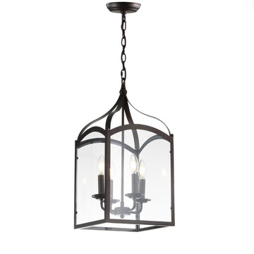 Ruth 11" Traditional Classic Lantern Metal/Glass LED Pendant - JONATHAN Y